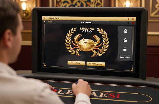 Erwachsener Nutzer erstellt ein Legiano-Konto im schwarz-goldenen Echtgeld-Casino-Design