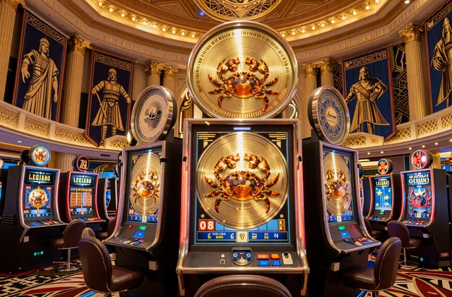 Jackpot-Lobby bei Legiano mit goldenen Z&auml;hlern und Gladiatorenbannern